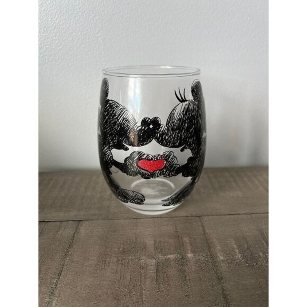 NWOT Disney‎ Mickey & Minnie Sketchbook Stemless Wine Glass 20 ounce